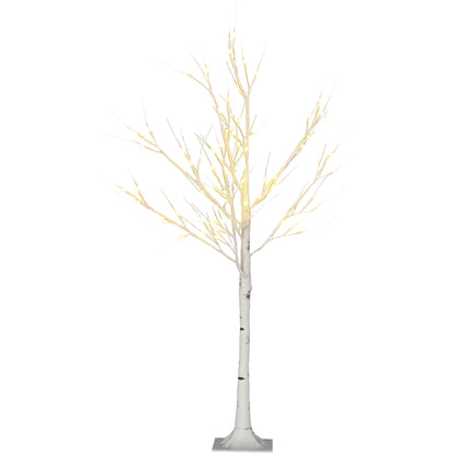 4ft Artificial White Birch Tree Light with Warm White Pre-Lit LED Light for Indoor and Covered Outdoor Use