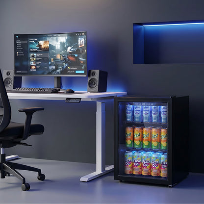 70L Drinks Fridge, 70 Can Under Counter Freestanding Beer Fridge with LED Light