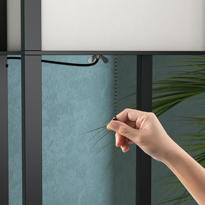3-Tier Floor Lamp with Shelves and Storage, Modern Standing Lamp with Lampshade