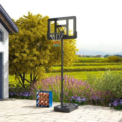 Height Adjustable Basketball Stand Net Set System, Freestanding Basketball Hoop and Stand w/ Wheels, 200-305cm - Black