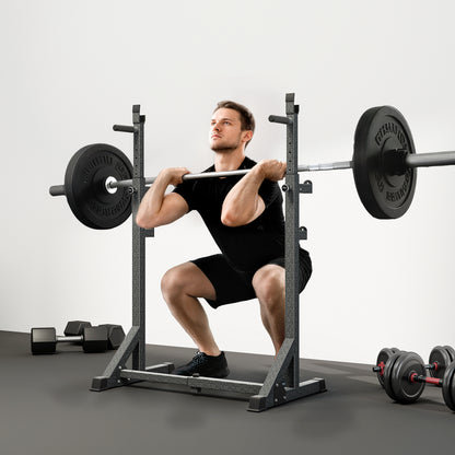 Heavy Duty Barbell Squat Rack, Adjustable and Multifunctional Weight Power Stand, for Home, Gym - Black