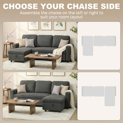 Pull Out Sofa Bed with 113 x 49cm storage space - Charcoal Grey
