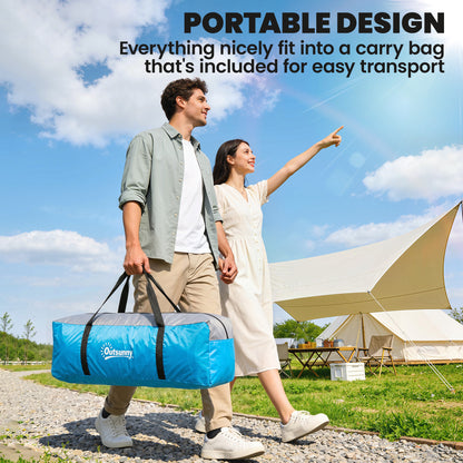 5 Man Camping Tent, Large Tunnel Tent, Water Resistant Hiking Shelter with Groundsheet and Carry Bag, Light Blue