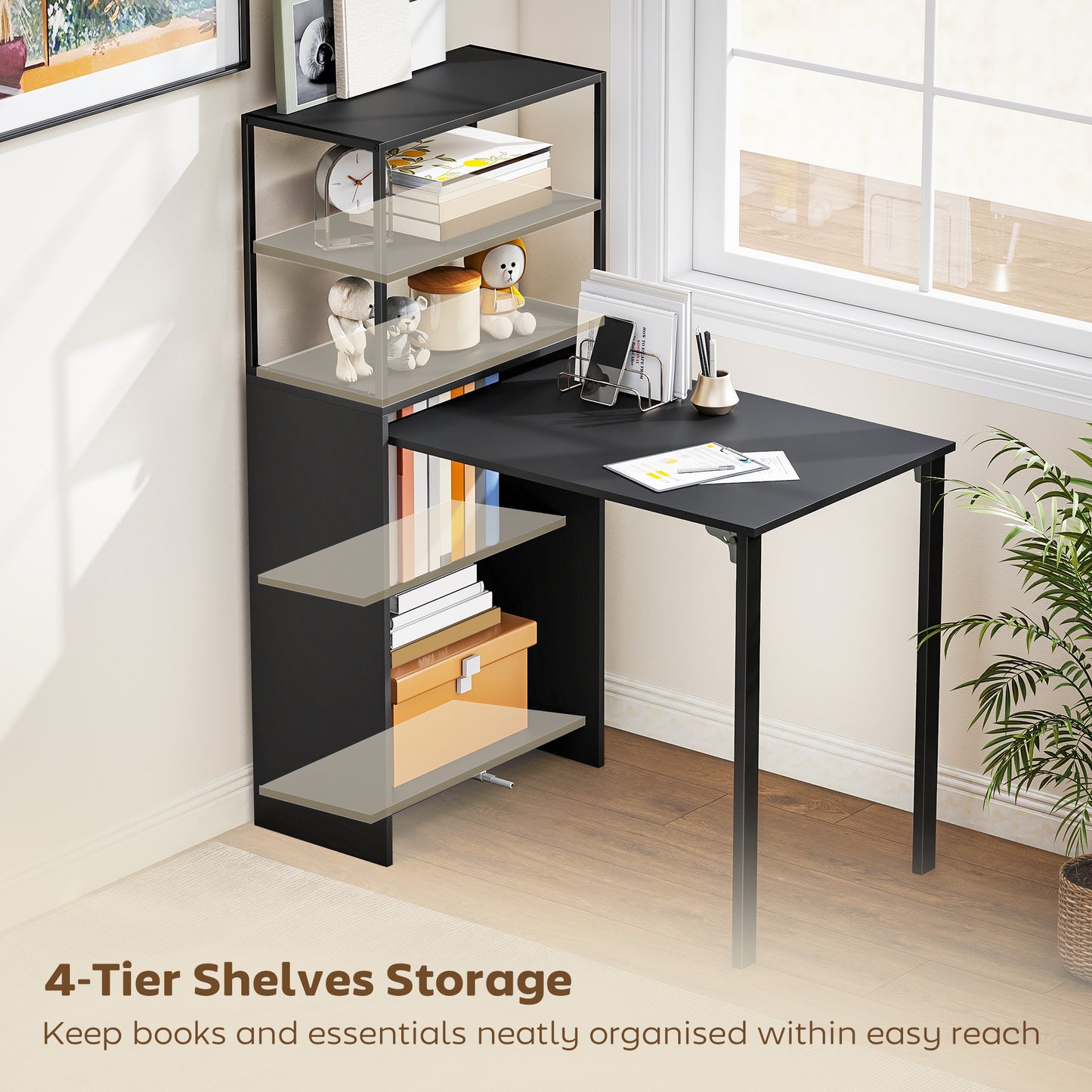 Folding Shelf and Work Table - Black
