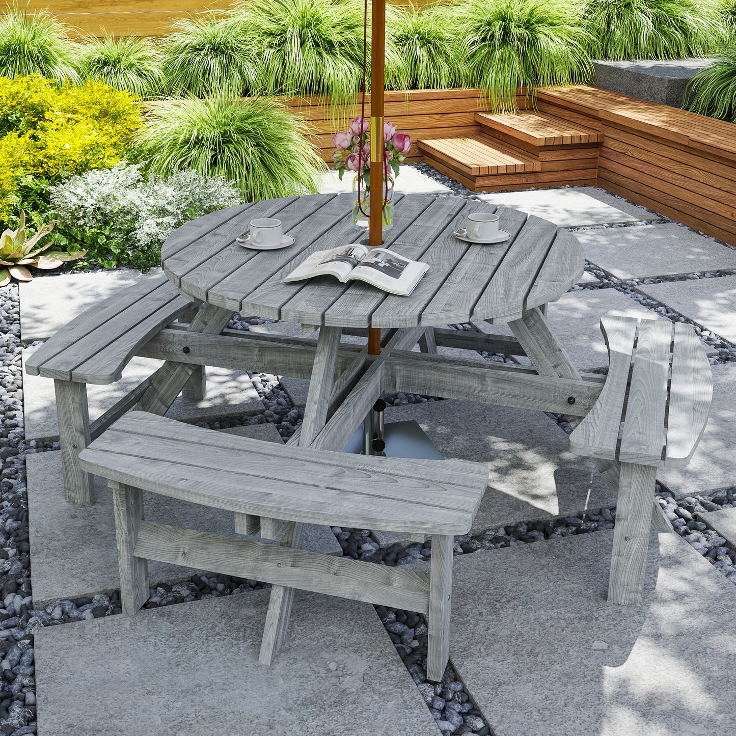 8-Seater Wooden Picnic Set-Fir Wood