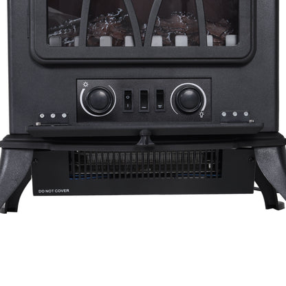 Electric Stove Heater with Realistic Flame Effect, 2000W Portable Indoor Freestanding Electric Fireplace with Adjustable Ther