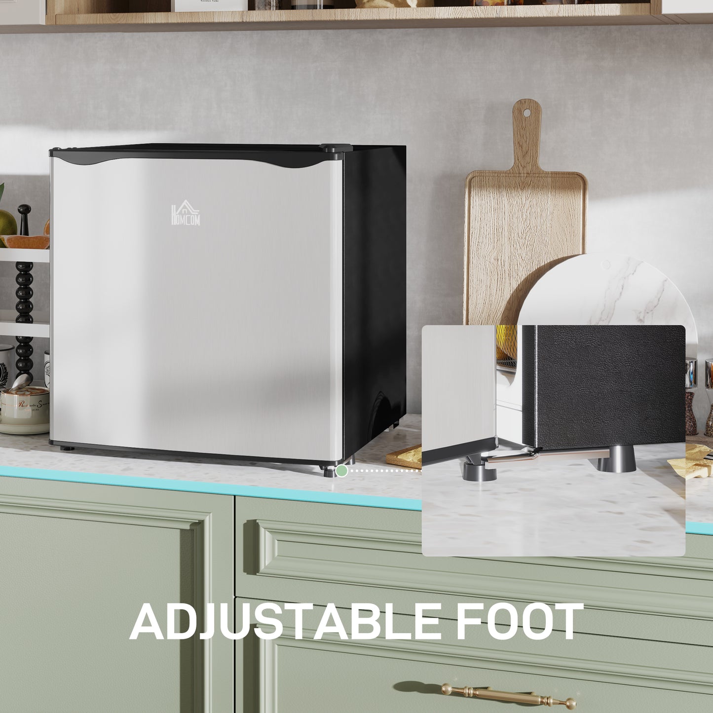 46 Litre Table Top Mini Fridge, Small Fridge with Ice Box, Reversible Door, Adjustable Temperature and Legs for Bedrooms