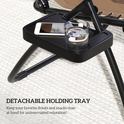 Zero Gravity Lounger Chair Set of 2, Folding Reclining Patio Chair with Shade Cover, Cup Holder