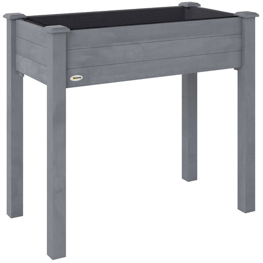 Raised Bed for Garden, Wooden Elevated Planter Box with Bed Liner, for Flower Vegetable Herb, Dark Grey