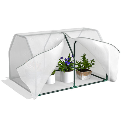 Mini Greenhouse Grow House PVC Cover Steel Frame White 99L x 71W x 60H cm