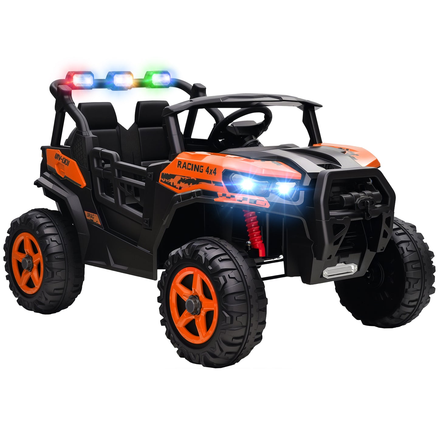 24V Electric Ride on Car, 2-Seater Electric Car for Kids with Remote, Bluetooth, Soft Start, Suspension Spring, Orange