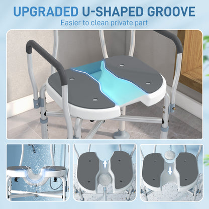 Shower Chair with Hygiene Cut-Out Seat and Reinforced Crossbars