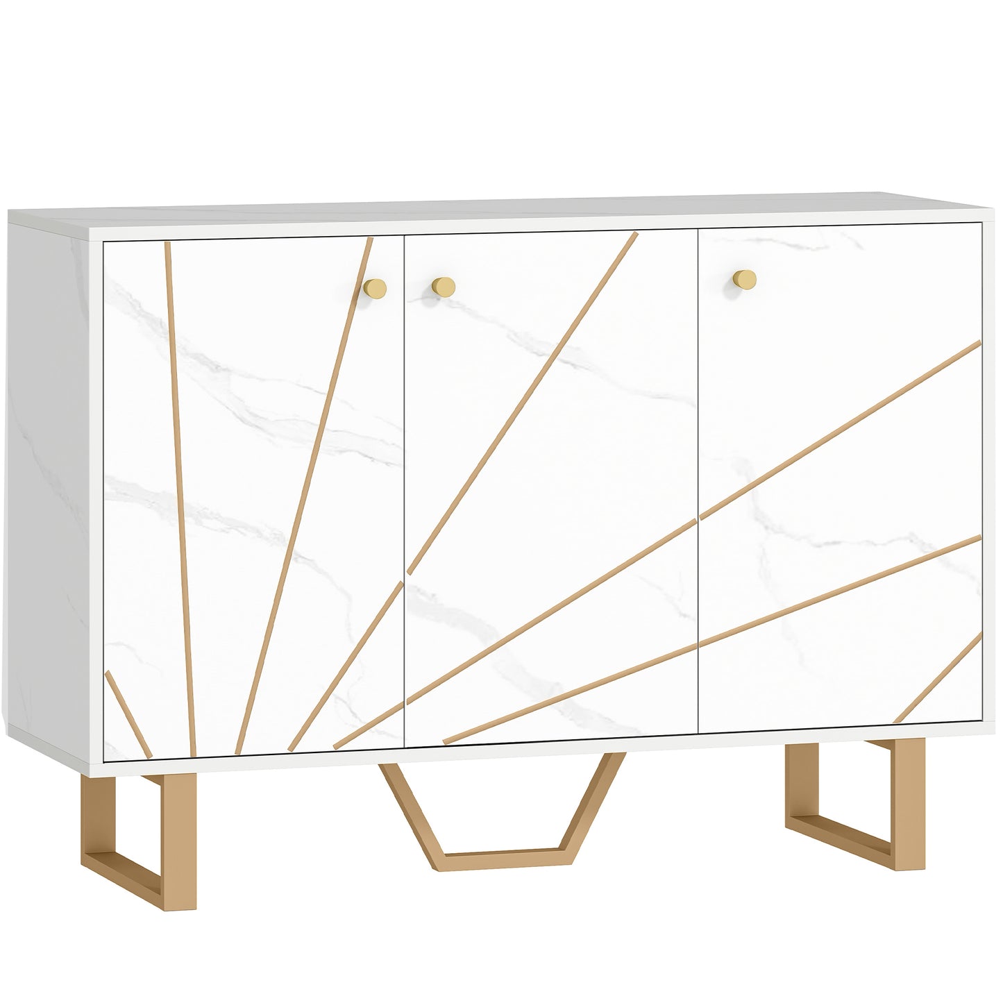 Sideboard Storage Cabinet, Modern Storage Cupboard with Adjustable Shelves and Metal Legs for Living Room, Kitchen