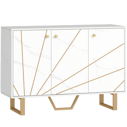 Sideboard Storage Cabinet, Modern Storage Cupboard with Adjustable Shelves and Metal Legs for Living Room, Kitchen