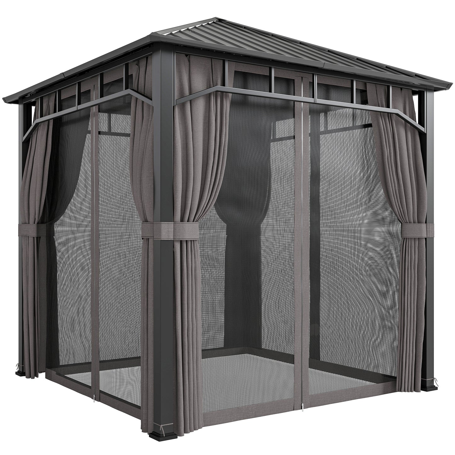 2.5 x 2.5 m Hardtop Gazebo with Galvanised Steel Roof, Waterproof Permanent Pavilion Garden Gazebo