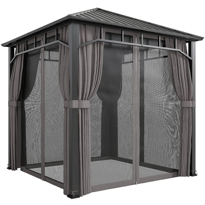 2.5 x 2.5 m Hardtop Gazebo with Galvanised Steel Roof, Waterproof Permanent Pavilion Garden Gazebo