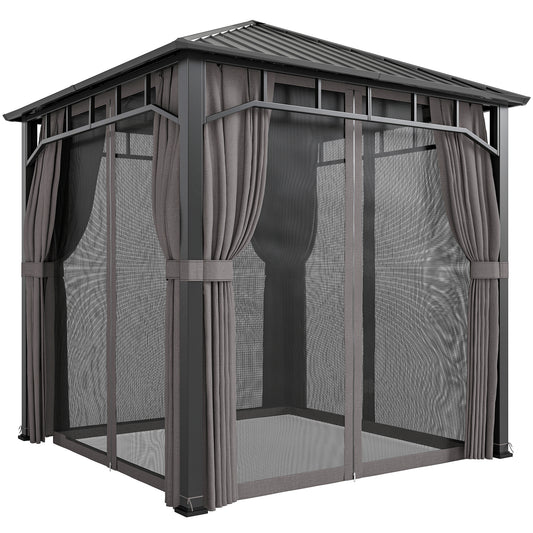 2.5 x 2.5 m Hardtop Gazebo with Galvanised Steel Roof, Waterproof Permanent Pavilion Garden Gazebo