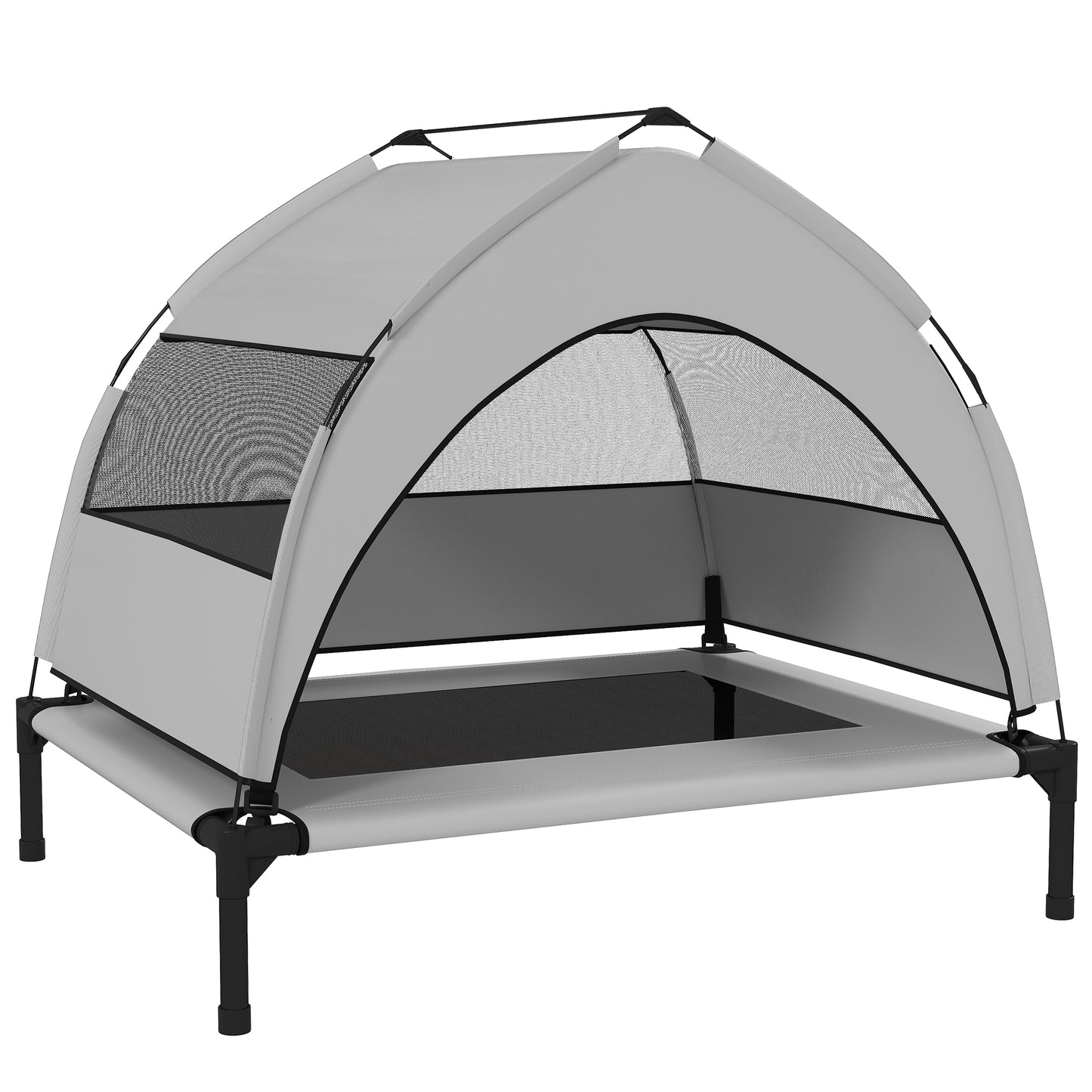 Portable Elevated Dog Bed with Removable Canopy, Cooling Raised Pet Cot for Small Medium Dogs, 76 x 61 x 70 cm