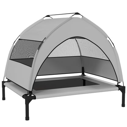 Portable Elevated Dog Bed with Removable Canopy, Cooling Raised Pet Cot for Small Medium Dogs, 76 x 61 x 70 cm