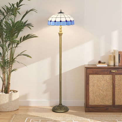 Tiffany-Style Floor Lamp with Handcrafted Stained Glass Shade