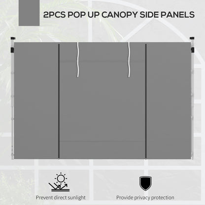 Gazebo Side Panels, 2 Pack Sides Replacement, for 3x3(m) or 3x6m Pop Up Gazebo, with Windows and Doors, Light Grey