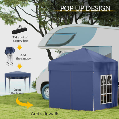 2 x 2 m Garden Pop Up Gazebo, Wedding Party Tent Marquee, Water Resistant Awning Canopy with Sidewalls, Windows, Carry Bag