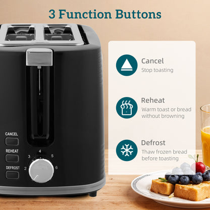 Modern Kettle and Toaster Set - Black
