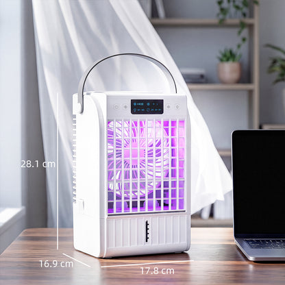 Portable Air Conditioner, 4-in-1 Mini Air Cooler with 4 Wind Speed, 2 Cool Mist, RGB 7 LED Light, White