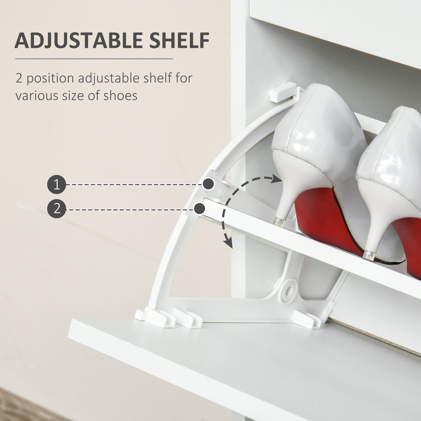 Shoe Cabinet, Slim Shoe Storage Cabinet with Drawer, 2 Flip-up Doors and Adjustable Shelf