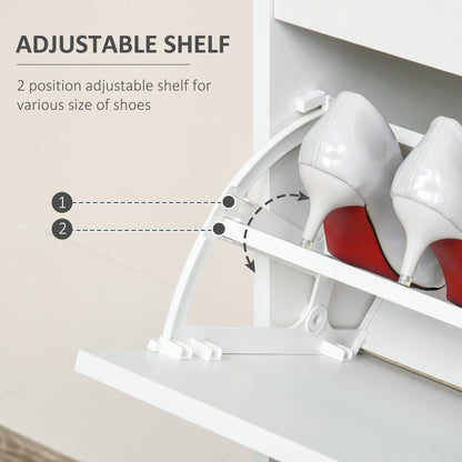Shoe Cabinet, Slim Shoe Storage Cabinet with Drawer, 2 Flip-up Doors and Adjustable Shelf