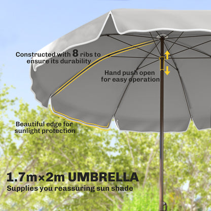 6 Piece Garden Dining Set with Umbrella, Patio Sets with Parasol, 4 Folding Dining Chairs, Dark Grey