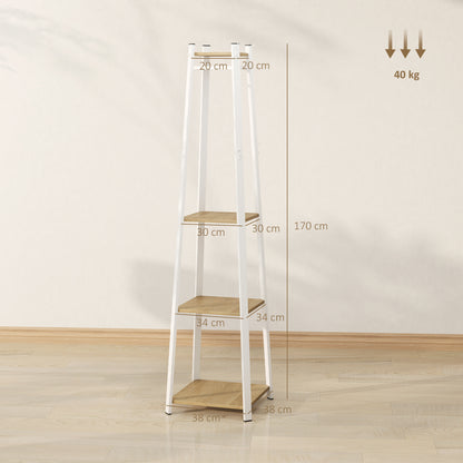 Compact Freestanding Coat Rack - White/Oak