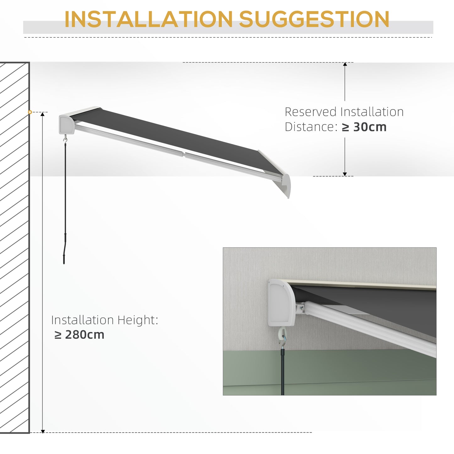 4 x 3(m) Electric Retractable Awning with Remote Controller, Aluminium Frame Sun Canopies for Patio Door Window