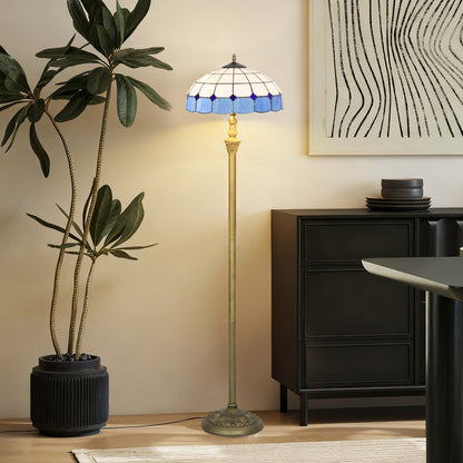 Tiffany-Style Floor Lamp with Handcrafted Stained Glass Shade