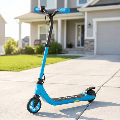 Electric Scooter for Kids 6+, Foldable E Scooter, Up to 8 KM/H, Maximum Range 6 KM, Adjustable Height, Blue