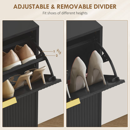 Elegant Four-Drawer Shoe Cabinet - Black