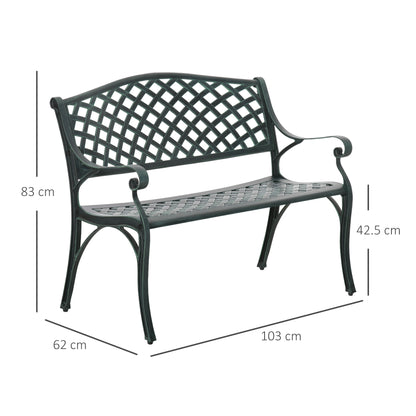 Cast Aluminium Garden Bench 2 Seater Antique Loveseat for Outdoor Patio Porch Park, Verdigris