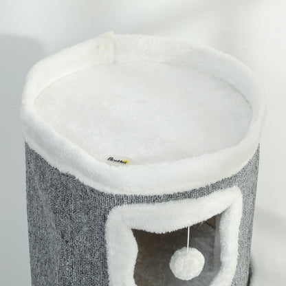 101 cm Cat Tree with Sisal Scratching Posts, 3 Barrel Condos, 3 Platforms, for Indoor Cats to Rest and Play
