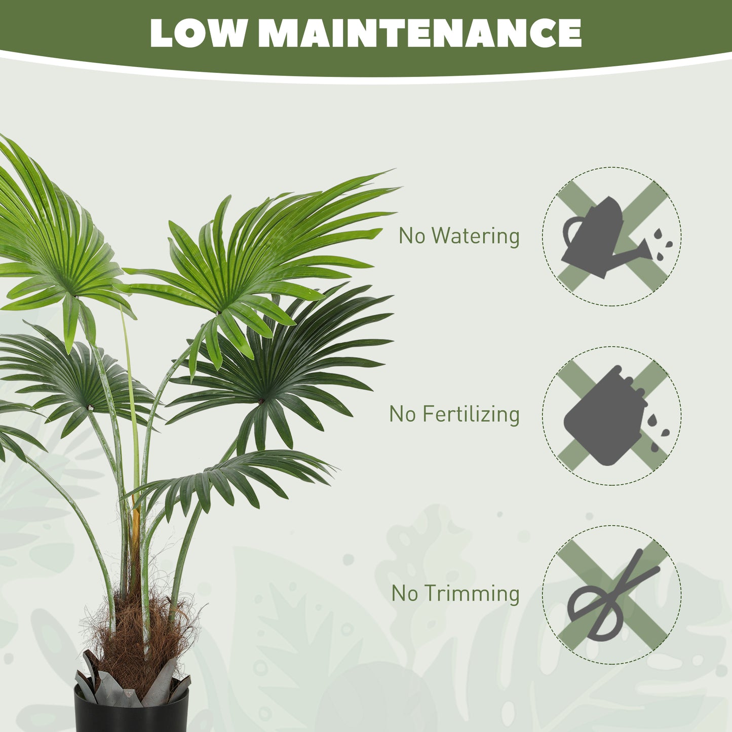 94cm Artificial Palm Tree, Decorative Artificial Plant with Lifelike PEVA Leaves and Coconut Coir, Fake Tree