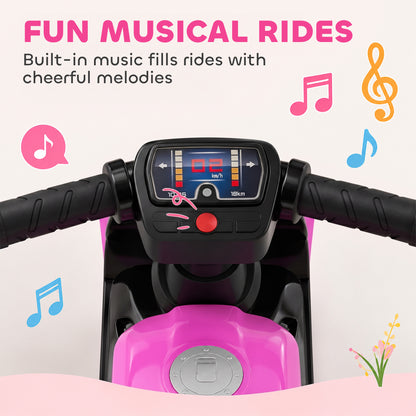 Balance Bike with Music Extra-Wide Wheels Toddler Bike for Boys Girls Pink