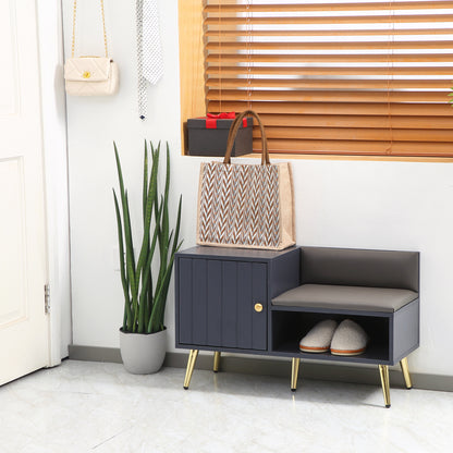 Shoe Storage Unit, with Padded Seat - Grey