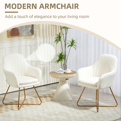Set of Two Boucle Dining Chairs - Cream