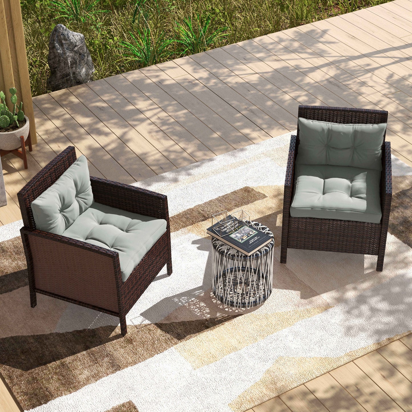 4-Piece Seat Cushions Back Pillows Replacement, Patio Chair Cushions Set for Indoor Outdoor, Light Grey