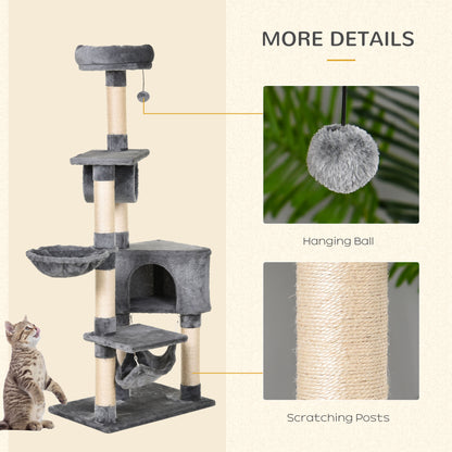 Cat Tree for Indoor Cats Condo Tower Multi-level Height 150CM Kittens Activity Stand House with Toys & Various Scratching Pos