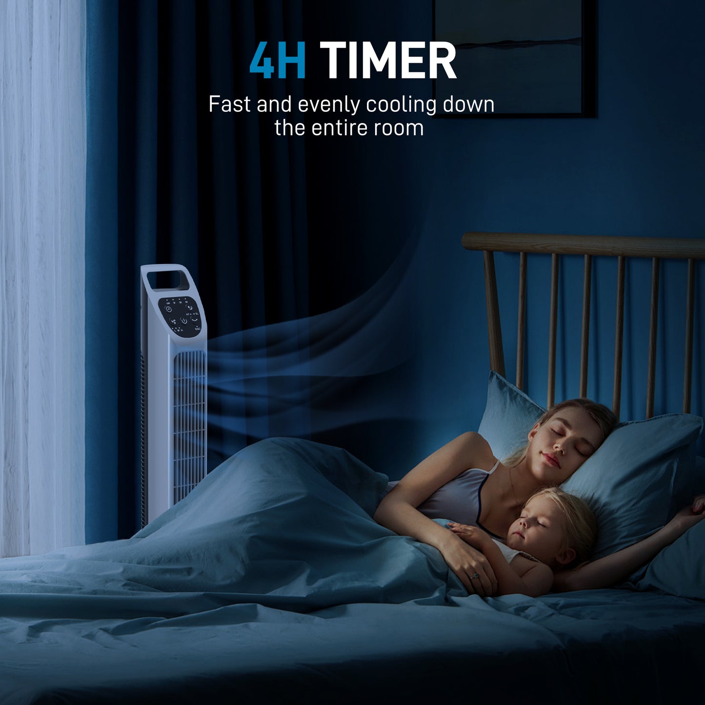 31" Oscillating Tower Fan with Remote Control, 4H Timer, 3 Speed 3 Modes