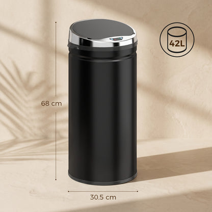42L Automatic Motion Sensor Rubbish Bin with Fingerprint Resistant, Stainless Steel, Black