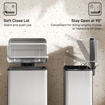 20L Kitchen Bin with Soft-Close Lid and Stay-Open Function