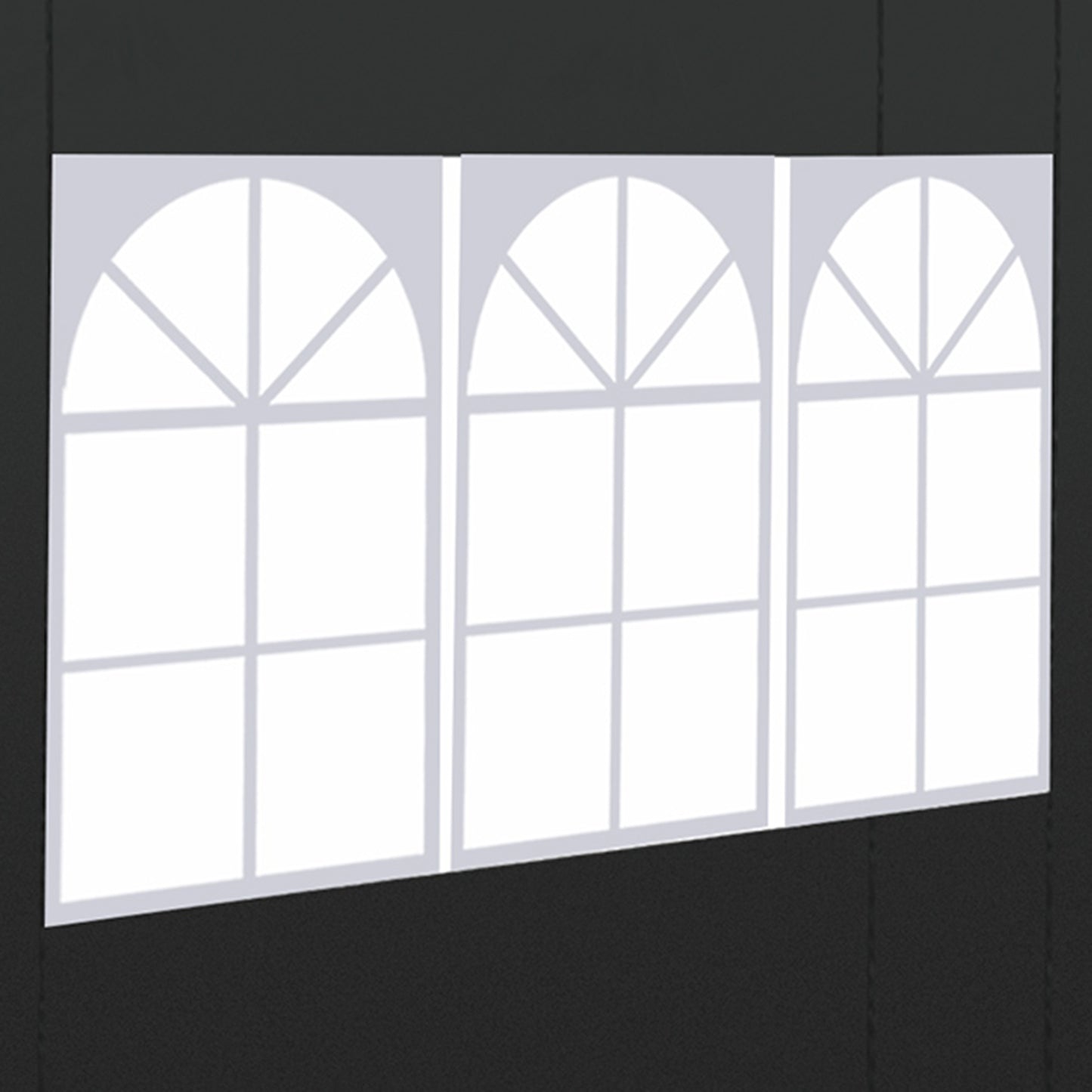 2.95 Meters Gazebo Replaceable Exchangeable Side Panel Wall Panels Walls With Window, Black