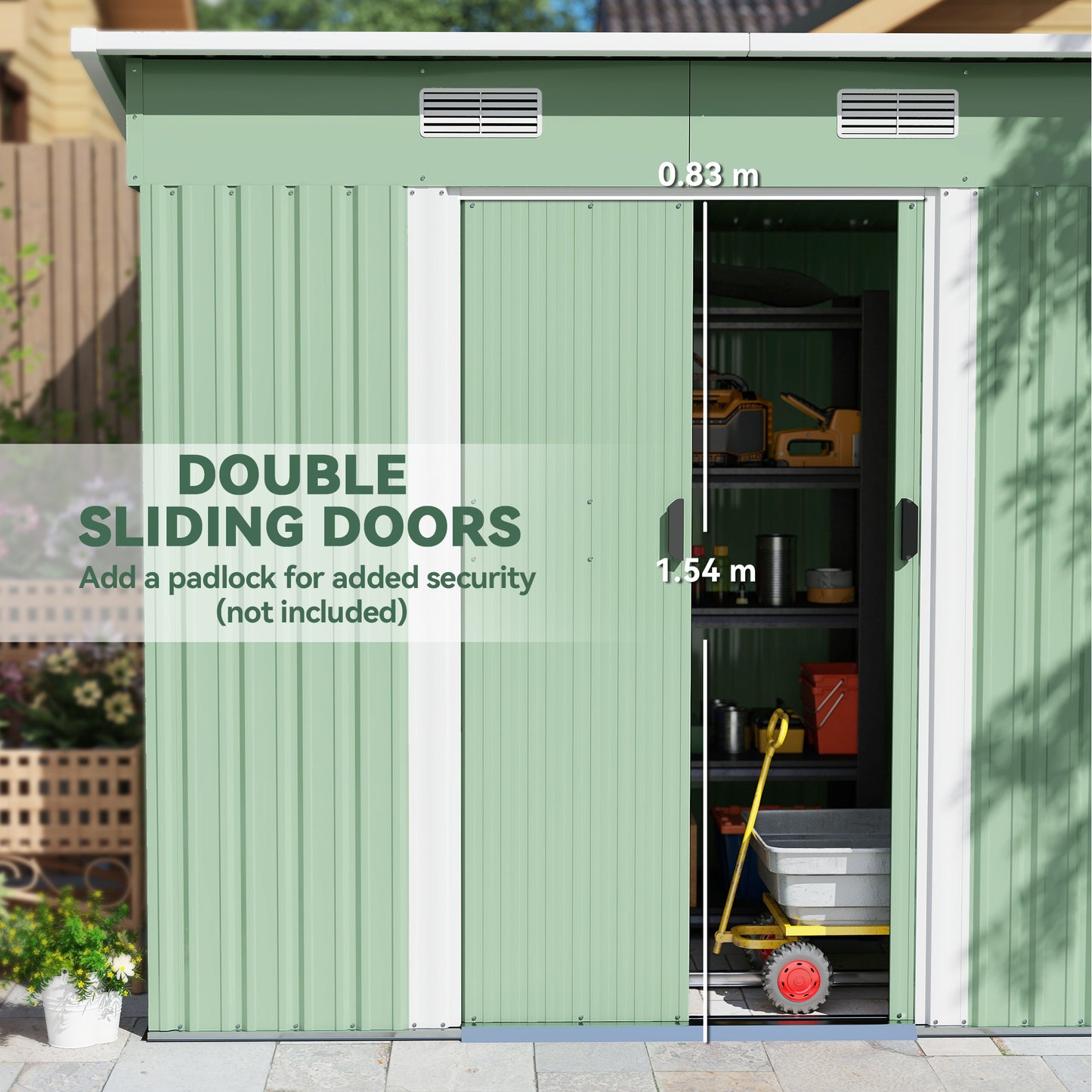 7 x 4ft Outdoor Garden Metal Storage Shed, Tool Storage Box for Backyard, Patio and Lawn, Light Green