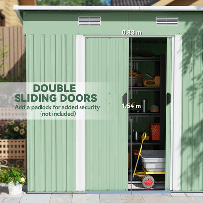 7 x 4ft Outdoor Garden Metal Storage Shed, Tool Storage Box for Backyard, Patio and Lawn, Light Green